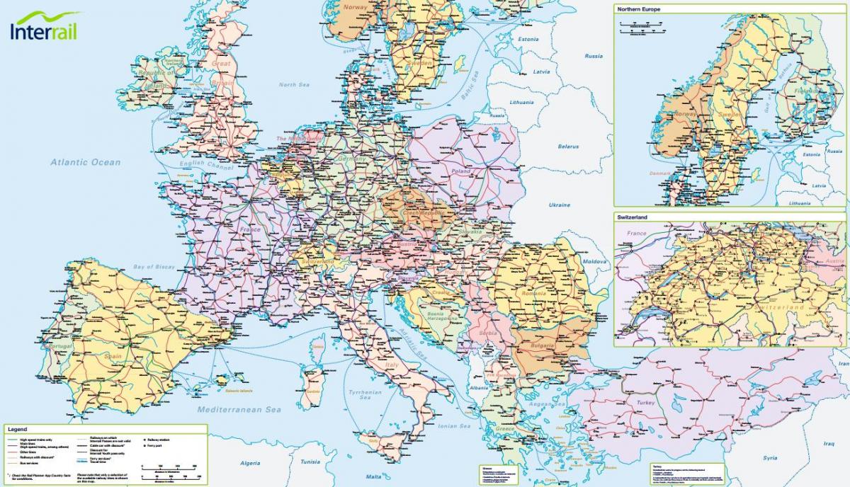 karta över interrail schweiz 