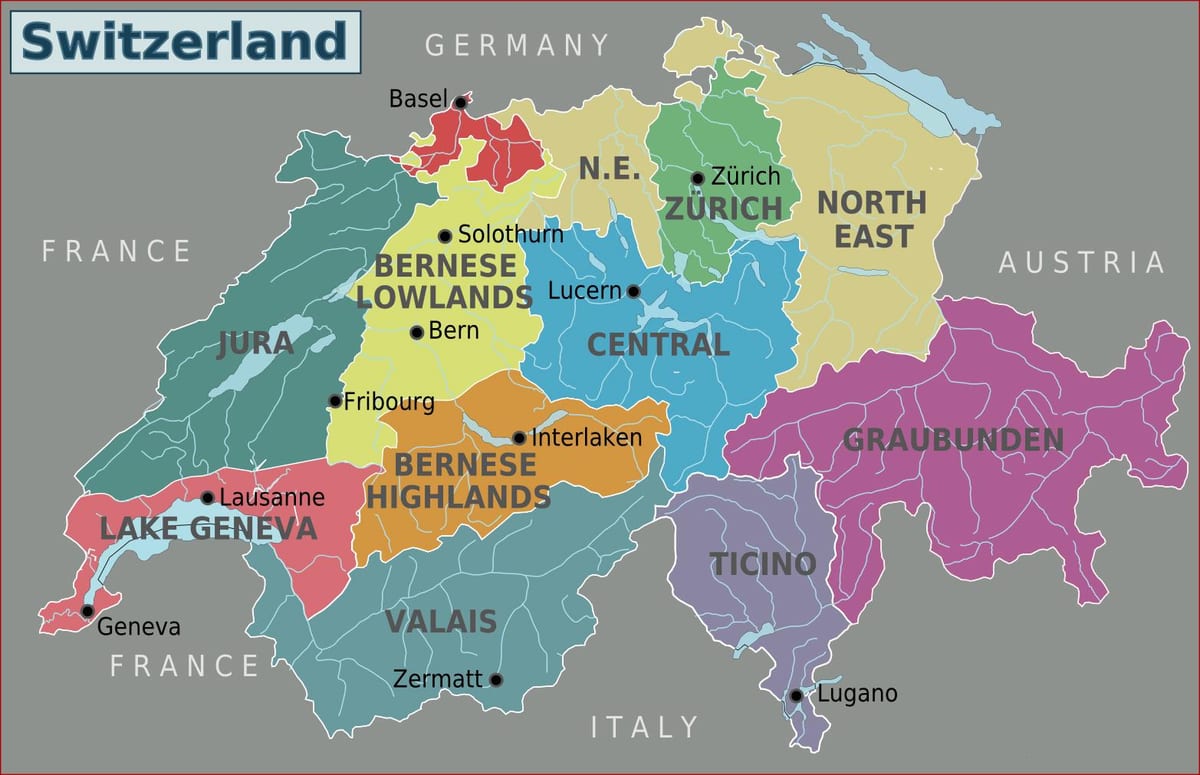 karta över södra schweiz