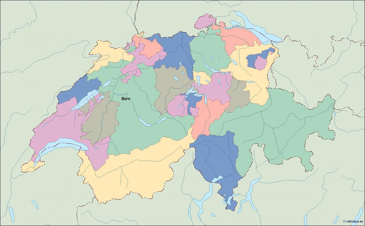 karta över politiska karta över schweiz