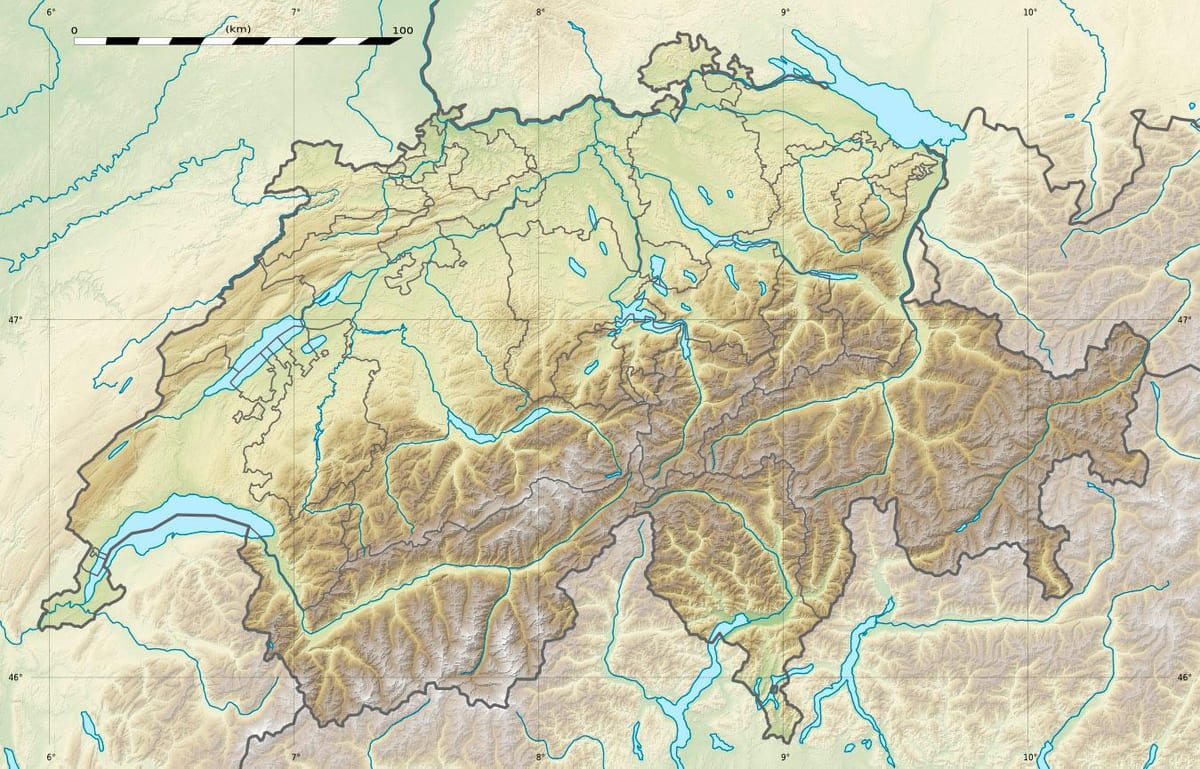 karta över schweiz lättnad