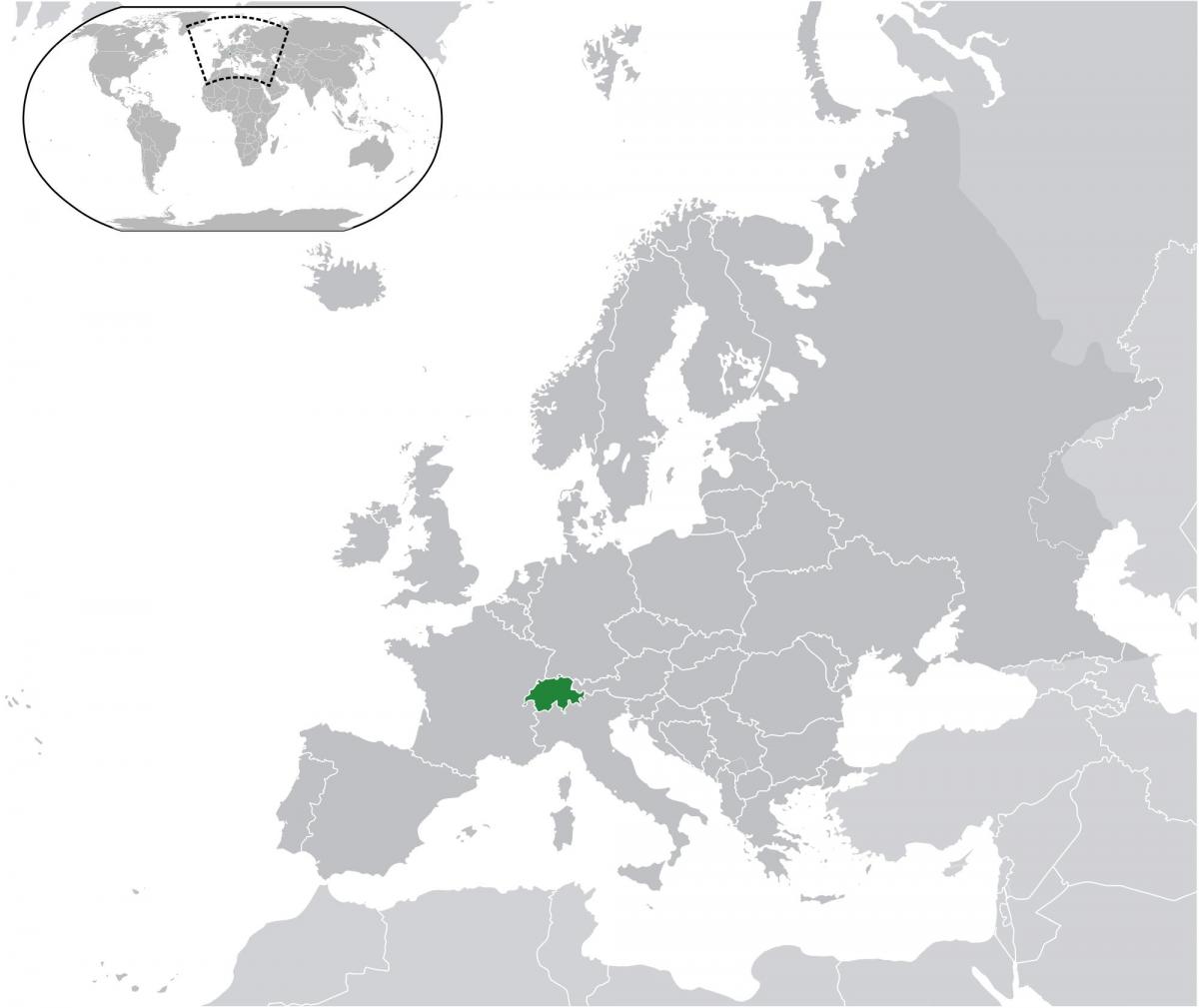 världskarta som visar schweiz