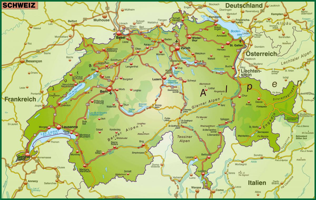 karta över street map i basel, i schweiz