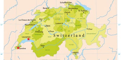 Karta över genèvesjön och schweiz