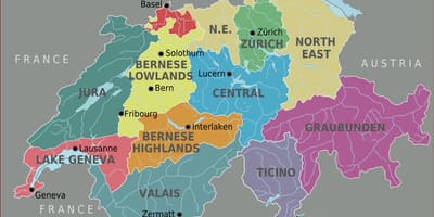 Karta över södra schweiz
