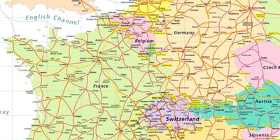 Karta över europa som visar schweiz