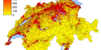 Schweiz befolkningstäthet karta