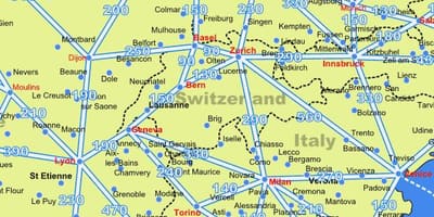 Karta över schweiz karta med avstånd