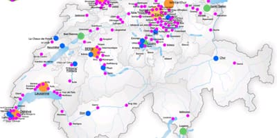 Schweiz karta med större städer