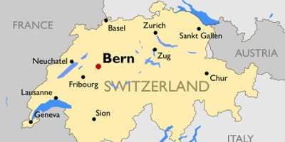 Karta över schweiz med stora städer