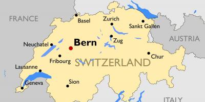 Karta över schweiz med stora städer
