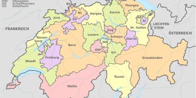 Karta över schweiz och det omgivande området